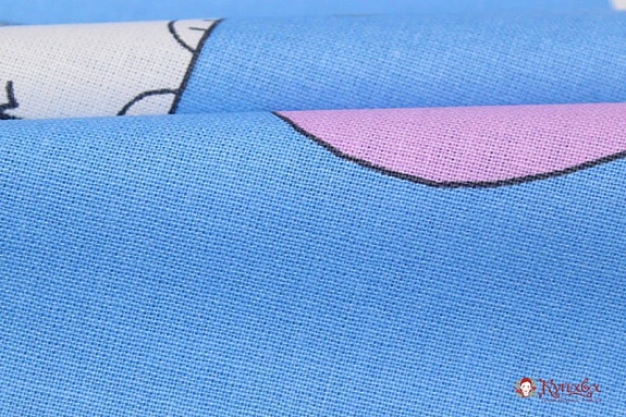 Бязь "Валентинов день" цв.голубой, ГОСТ, ш.1.5м,  хл-100%, 138гр/м.кв