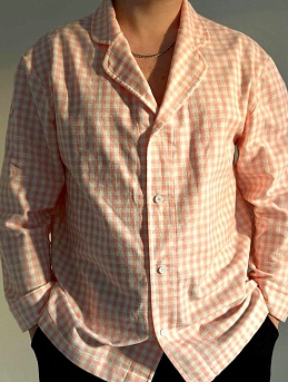 Рубашка из теплого хлопка в лососево-розовом цвете