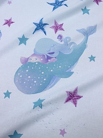 Мерный лоскут Перкаль "Морские приятели - малыши-1", (комп), ш.1.5м, хлопок-100%, 105гр/м.кв