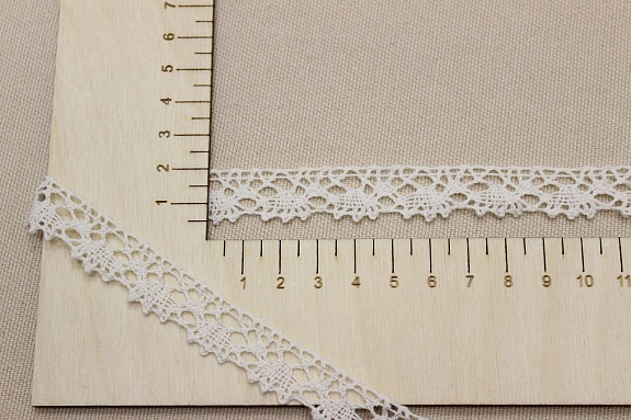 Кружево цв.ванильный, ш.15мм, хлопок-90%, п/э-10%, рис.016/2
