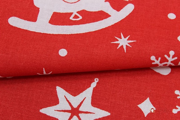 Бязь "Зимнее настроение" цв.красный, ш.1.5м, хлопок-100%, 140гр/м.кв