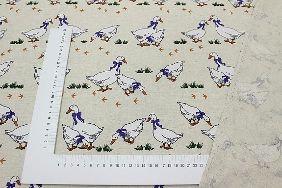 Полулен "Гуси" (на суровом), СОРТ2,  ш.1.5м, лен-30%, хлопок-70%, 147гр/м