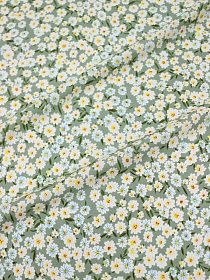 Штапель "Цветочная россыпь" цв.т.морозная зелень, ш.1.45м, вискоза-100%, 90гр/м.кв