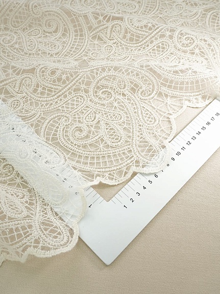 Кружевное полотно "Милада" (фестон с 2х ст.)  цв.кремовый, ш.1.3м, хлопок-80%, нейлон-20%, 90гр/м.кв