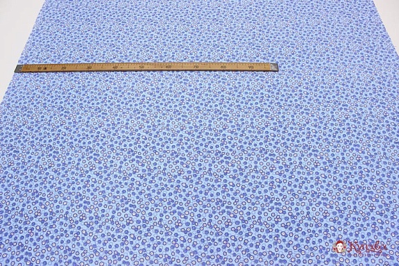 Плательный хлопок с микр.начесом "Мелкие цветочки на голубом", ш.1.5м, хлопок-100%, 180гр/м.кв