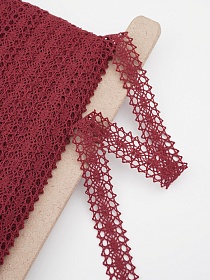 Кружево цв.бордово-красный, ш.19мм, хлопок-90%, п/э-10%, рис.047/17