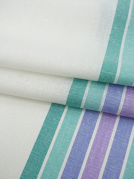 Холст полотенечный "Полоска по кайме" цв.сиреневый/изумрудный, ш.0.5м, лен-30%, хл-70%, 140гр/м.кв