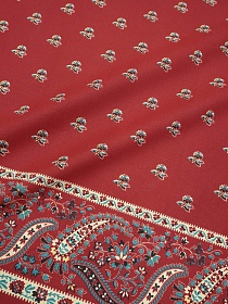 Крой Барановский платок "Аксиния" с узорным купоном, цв.красный терракот, хл-100%, 1м*1м