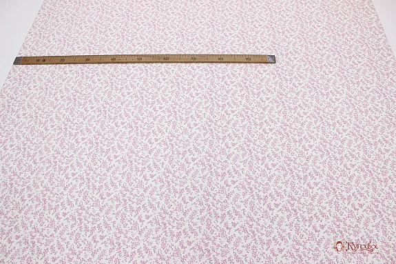 Штапель "Весенние розовые цветочки на белом", ВИД2, ш.1.46м, вискоза-100%, 100гр/м.кв