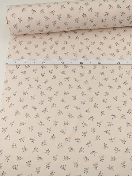 Теплый хлопок "Ранние букетики - голубые цветочки", ш.1.5м, хлопок-100%, 160гр/м.кв