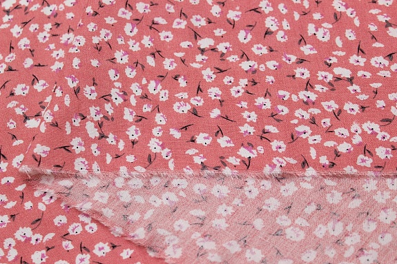 Штапель "Ядвига" цв.винтажный кораллово-розовый, ш.1.45м, вискоза-100%, 90гр/м.кв