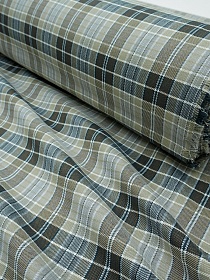 Фуле "Клетка" цв.кофейно-серый/шоколадно-коричневый, ш.1.45м, хлопок-100%, 190гр/м.кв