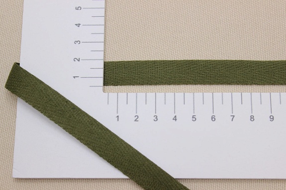 Лента киперная цв.зеленый хаки-2, ш.13мм, хлопок-100%