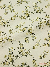 Плательный хлопок с микроворсом"Элиза" (хаки цветы на св.телесно-желтом), ш.1.45м, хлопок-100%