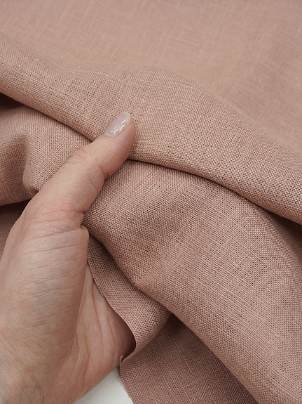 Лен костюмный с эффектом мятости цв.Розовое какао-2, ш.1.45м, лен-100%, 190гр/м.кв