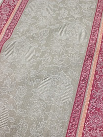 Холст полотенечный жаккард "Летний" цв.винтажная фуксия/персик, ш.0.5м, лен-30%, хл-70%