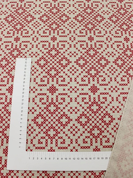 Полулен "Вышивка крестом Птичка" (на суровом), ш.1.5м, лен-30%, хлопок-70%