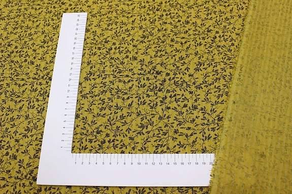 Вискоза с хлопком "Барбариски" цв.черный на золотисто-оливковом, СОРТ2, ш.1.42м, хл-70%, вискоза-30%