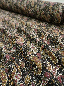 Импорт. хлопок "Пейсли микс" цв.черный/бордовый, ш.1.5м, хлопок-100%, 100гр/м.кв