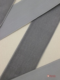 Лента бархатная цв.Серый, СОРТ2, ш.50мм, полиэстер-100%