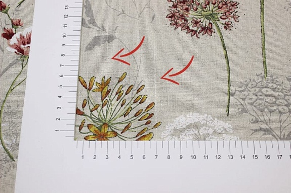 Полулен "Черемша - горчичные цветы" (на суровом), СОРТ2, ш.1.5м, лен-30%, хлопок-70%, 140гр/м.кв