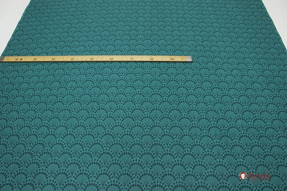Мерный лоскут (ткань в отрезах) - Хлопколен "Веера" цв.морская волна, СОРТ2, ш.1.5м, лен-9%, хл-91%