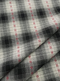 Пестрядь "Вышивка на клетке" цв.черный, ш.1.45м, хлопок-95%, п/э-5%, 145гр/м.кв