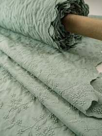 Шитье "Морозная вышивка" (фестоны с 2х сторон) цв.морозная мята, ш.1.35м, хлопок-100%, батист