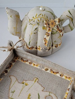 Набор для кухни из полульна "Луговая трава" 