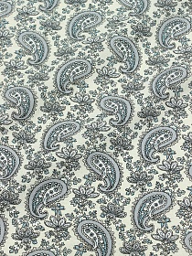 Полулен "Серые восточные огурчики" (на суровом), ш.1.5м, лен-30%, хлопок-70%, 140гр/м.кв