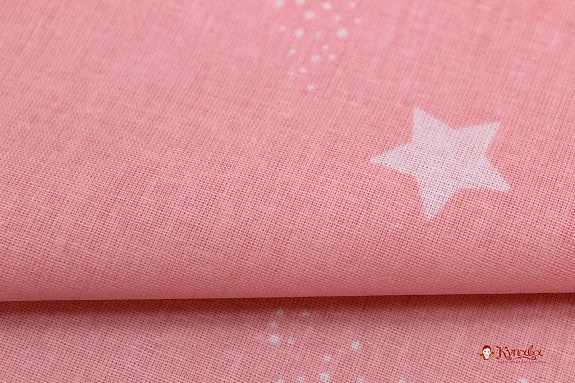 Перкаль "Мерцающие звездочки" цв.коралловый светло-розовый, СОРТ2, ш.1.5м, хлопок-100%, 110гр/м.кв