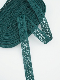 Кружево цв.зеленая морская волна, ш.15мм, хлопок-90%, п/э-10%, 10м#052832