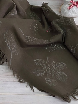 Шарф льняной с ручной набойкой