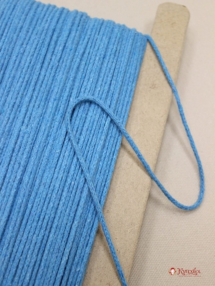 Шнур цв.лазурно-голубой винтаж, 3мм, хлопок-100%