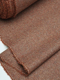 Шерсть пальтово-костюмная Твид "Елочка" цв.корица/бежевый, ш.1.5м, шерсть-50%, п/э-50%, 310гр/м.кв