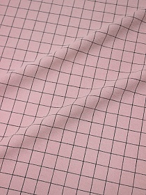 Вареный (стираный) хлопок "Черная клетка (1.8*1.8см)" цв.пыльный розово-сиреневый, ш.2.5м, хл-100%