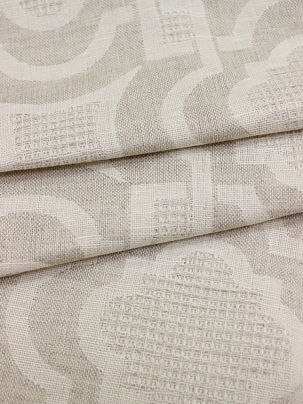 Полульняной жаккард "Орнамент" цв.бежевый, ш.1.92м, лен-50%, хлопок-50%