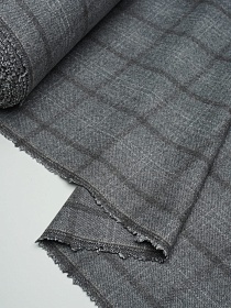 Шерсть пальтово-костюмная Твид "Клетка" цв.серый, ш.1.5м, шерсть-60%, п/э-40%, 420гр/м.кв