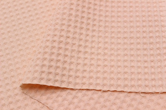 Вафельное премиум-полотно "Italy" цв.Бледно-персиковый, ш.1.45м, хлопок-100%, 240гр/м.кв