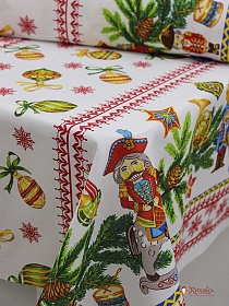 Рогожка "Рождественская сказка" цв.белый, ш.1.5м, хлопок-100%, 160гр/м.кв