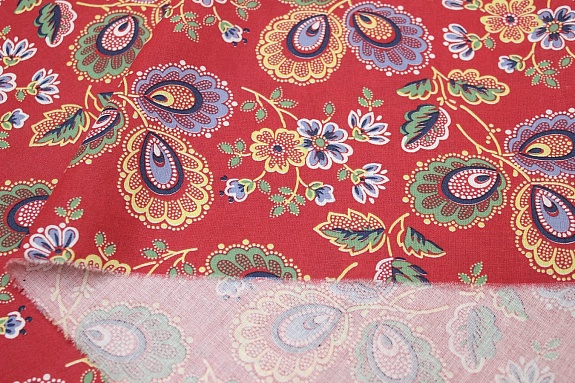 Поплин "Павушка" цв.красный, СОРТ2, ш.1.5м, хлопок-100%, 110гр/м.кв