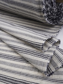 Полулен Крэш пестротканый "Полоска" (на суровом) цв.черный, ш.2.4м, лен-25%, хл-75%, 125гр/м.кв