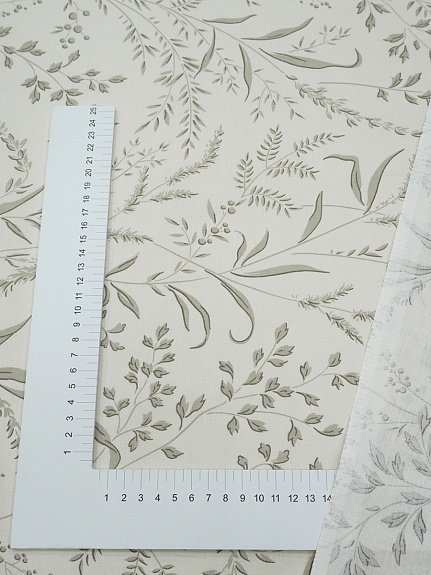 Перкаль "Луговые стебельки" цв.молочно-бежевый, ш.2.2м, хлопок-100%, 105гр/м.кв