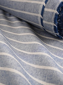 Полульняной перкаль постельный "Полоска (2,7см*0,6см)" цв.джинсово-синий меланж, (комп), ш.2.2м, лен-30%, хл-70%, 120гр/м.кв