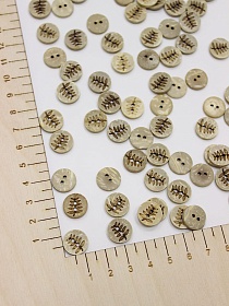 Пуговица кокос "Веточка", 13мм, 2 отверстия