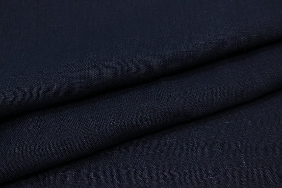 Лен костюмный с эффектом мятости цв.Темный чернильно-синий, ш.1.45м, лен-100%, 250гр/м.кв