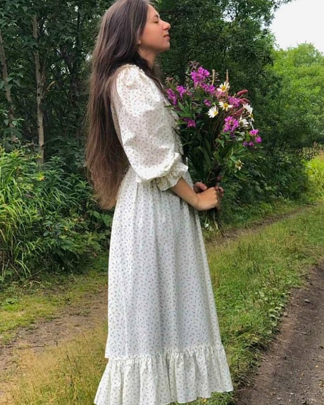 Платье из импортного хлопка "Маленькие бутончики"