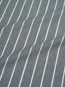 Вареный (стираный) хлопок "Белая полоска (3мм) на темно-сером меланже", ш.2.5м, хл-100%, 125гр/м.кв