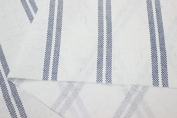 Рогожка "Темные серо-синие полосы на белом", ш.1.5м, хлопок-100%, 160гр/м.кв