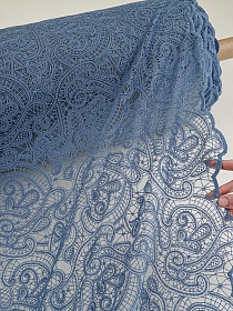 Кружевное полотно "Милада" (фестон с 2х ст.)  цв.джинсовый, ш.1.3м, хлопок-80%, нейлон-20%, 100гр/м.кв